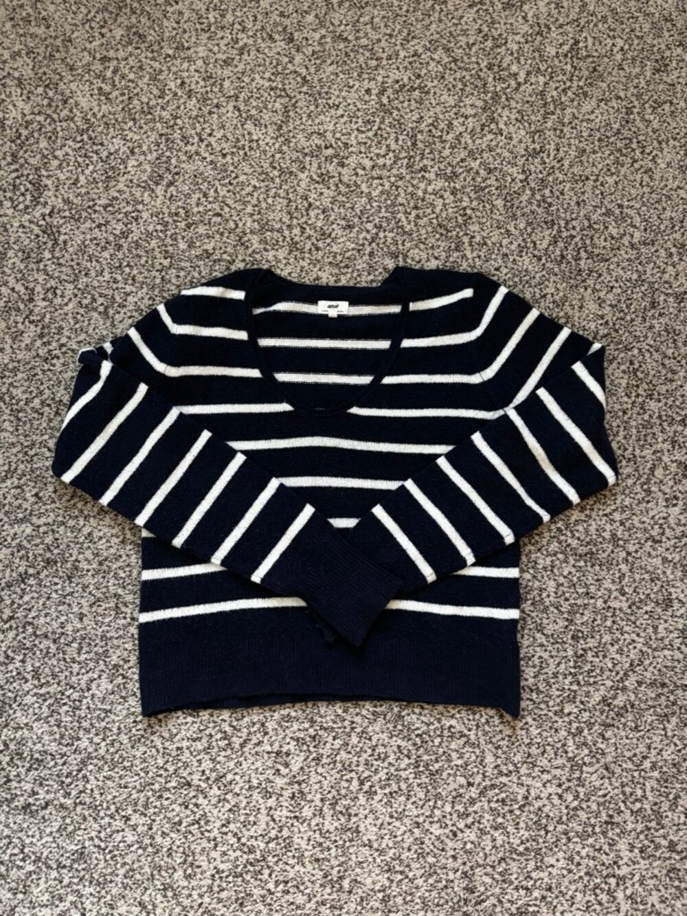 Aerie Navy & White Striped Knit Sweater Women's Small
